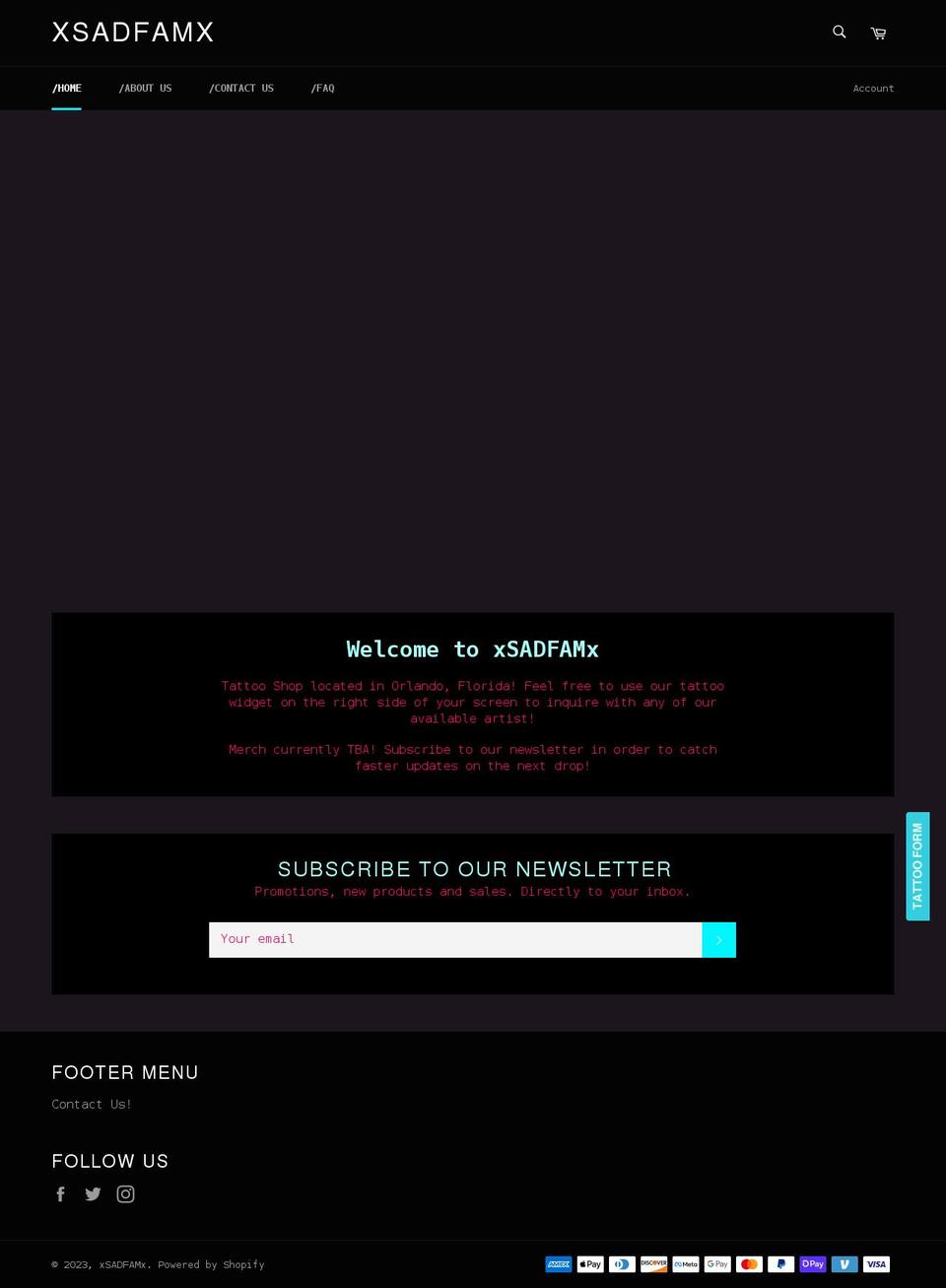 xsadfamx.com shopify website screenshot