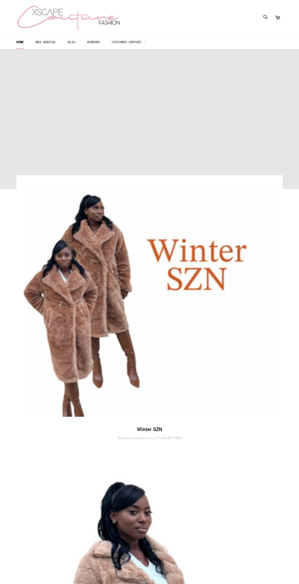 xscapecouturefashion.com — Shopify storefront screenshot