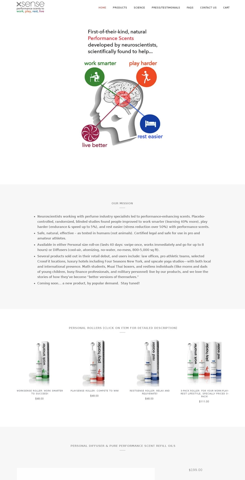xsenseworld.com shopify website screenshot