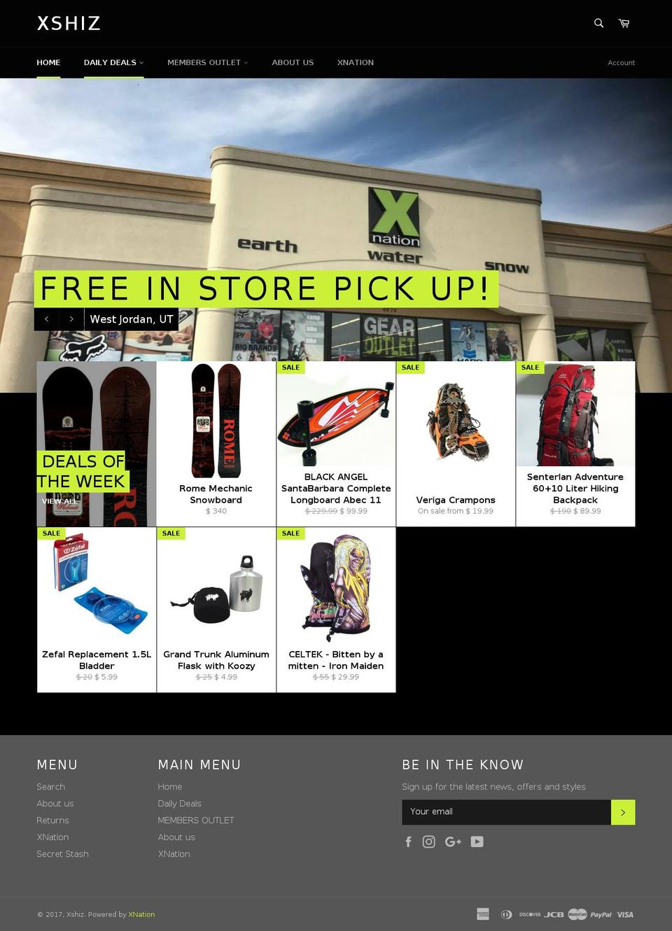 xshiz.com shopify website screenshot