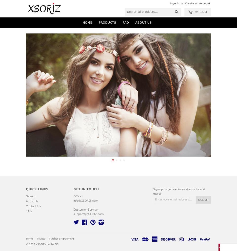xsoriz.com shopify website screenshot