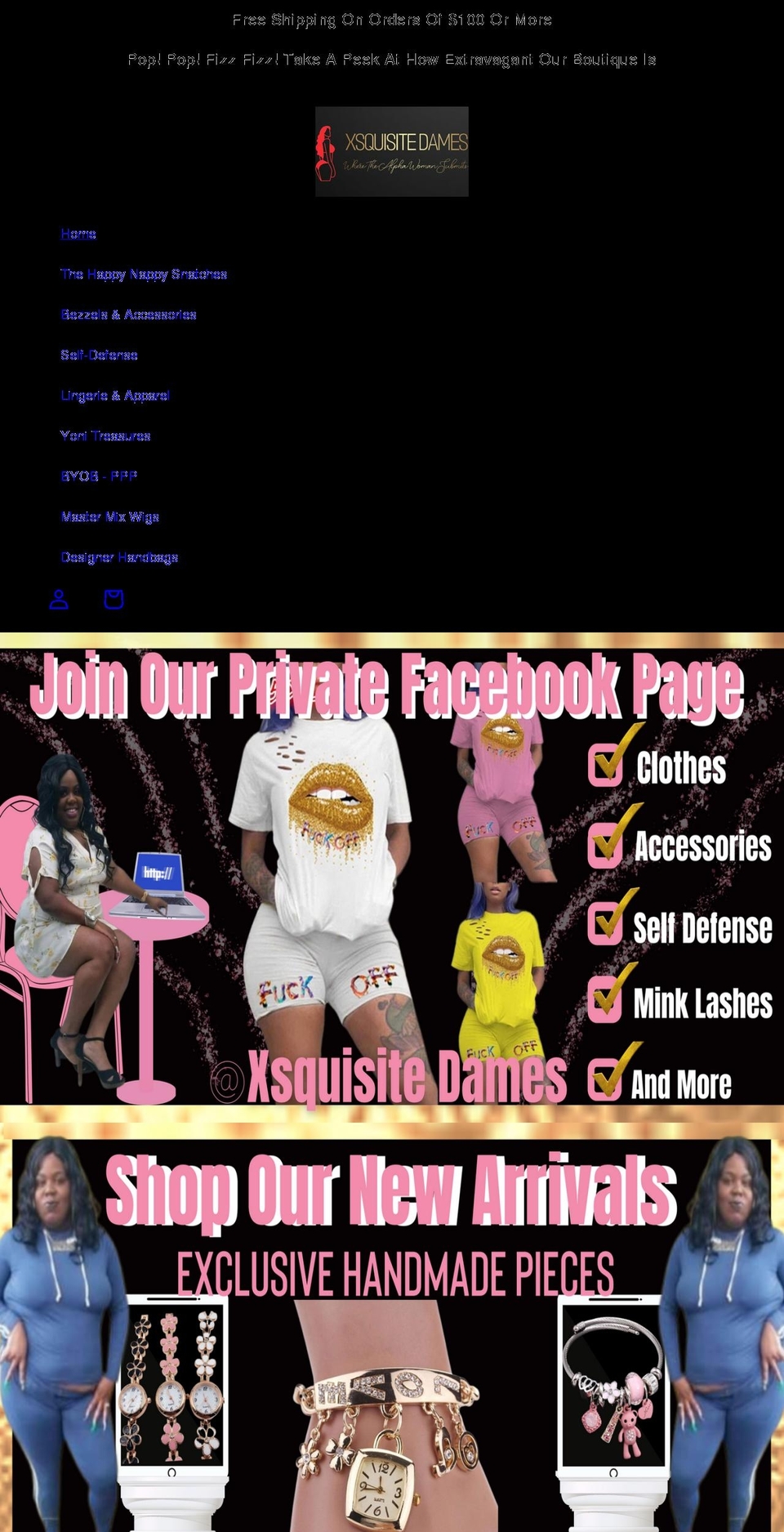 xsquisitedames.com shopify website screenshot