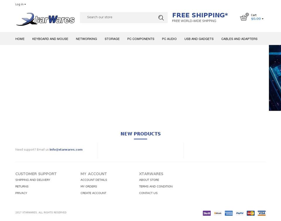 xtarwares.com — Shopify storefront screenshot