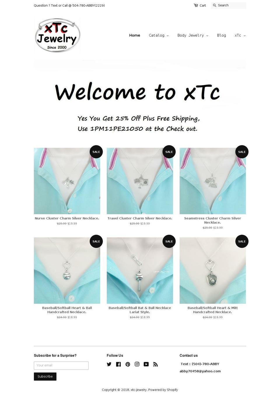 xtc-jewelry.com shopify website screenshot