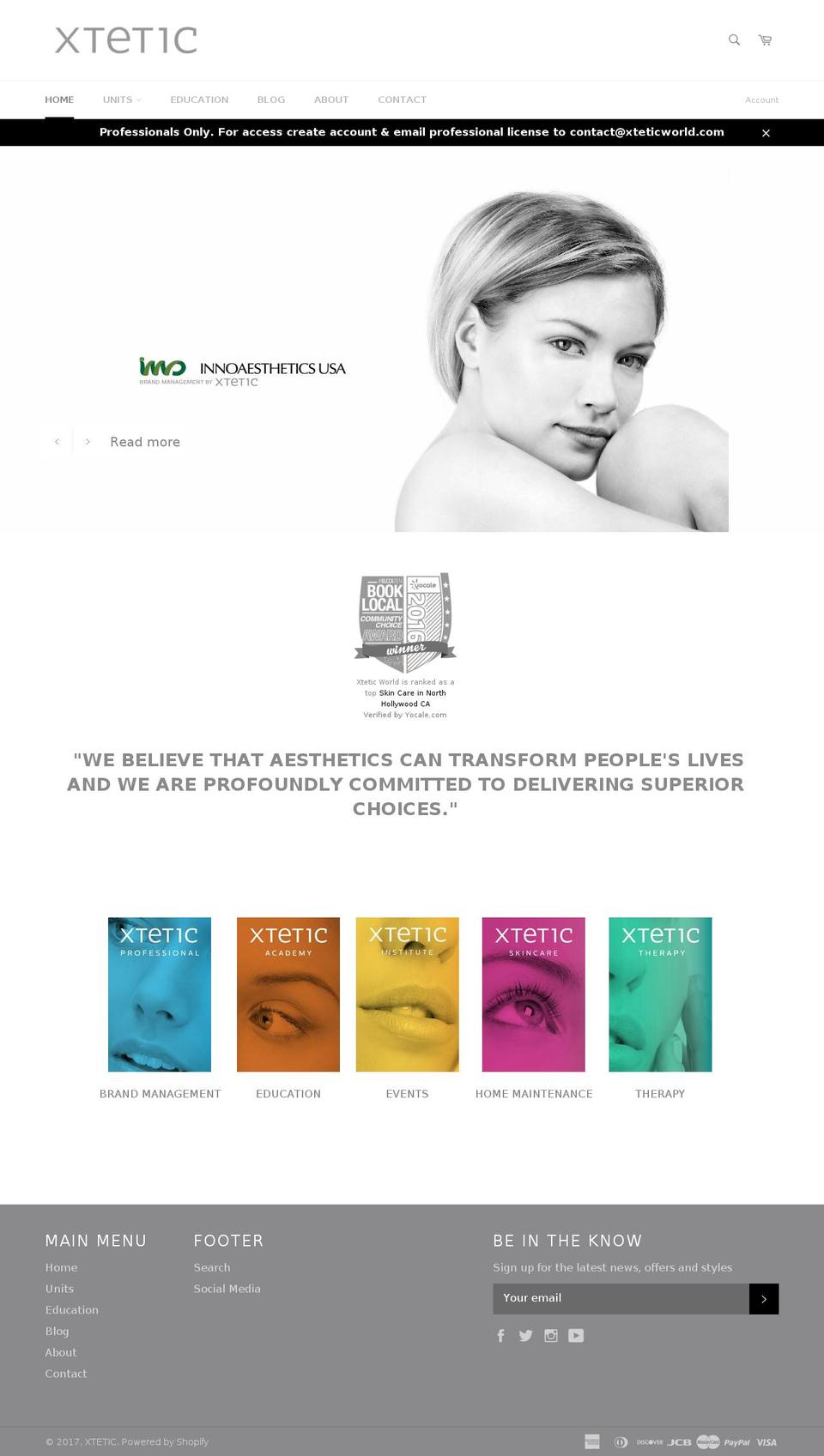 xteticworld.com shopify website screenshot