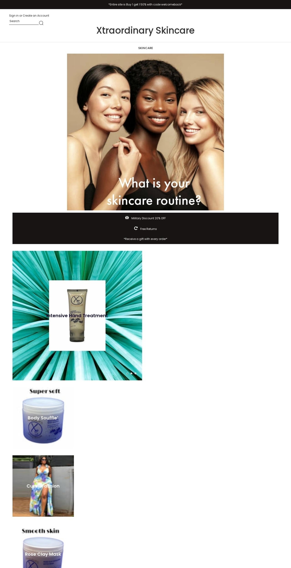 xtraordinaryskincare.com shopify website screenshot