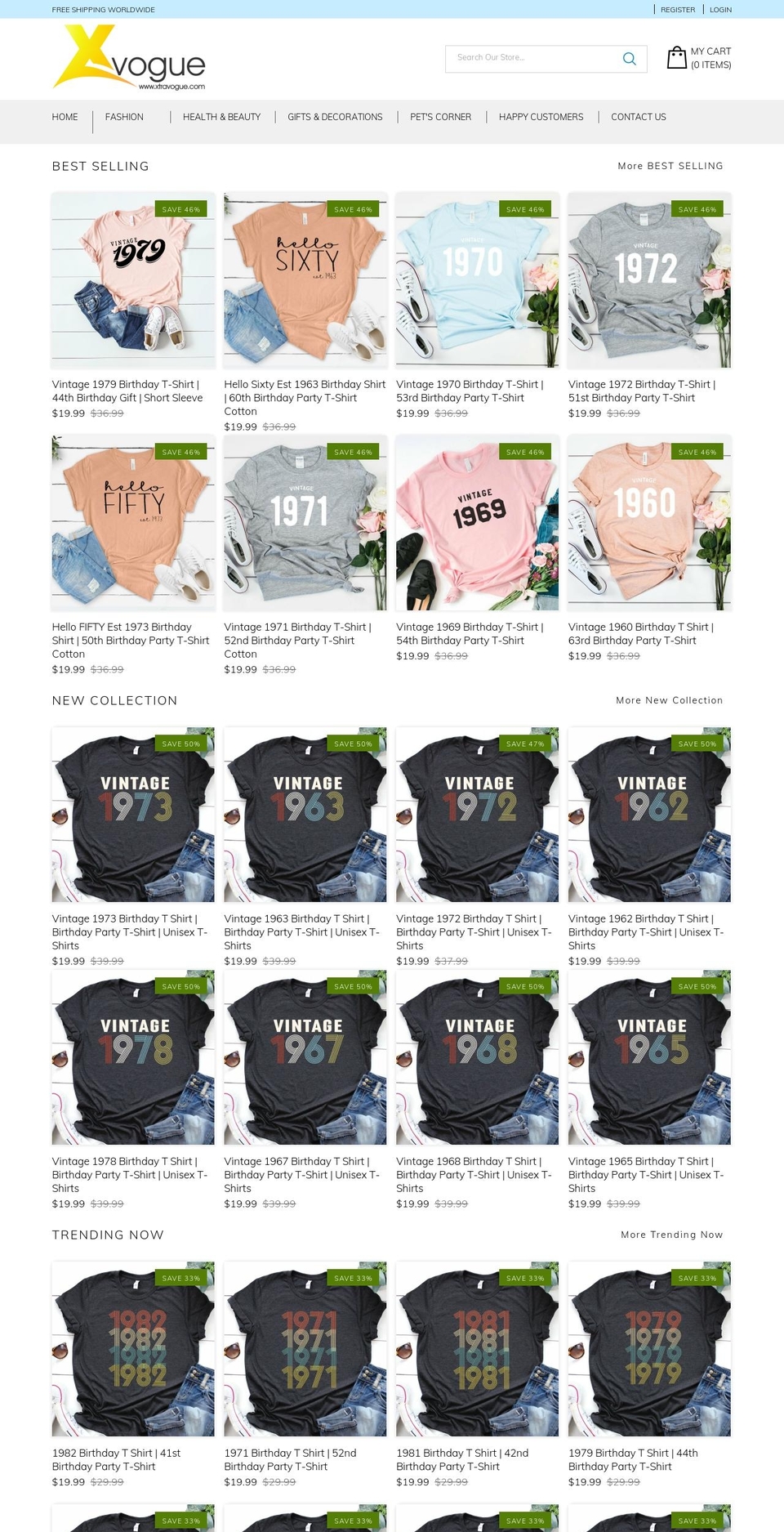 xtravogue.com shopify website screenshot