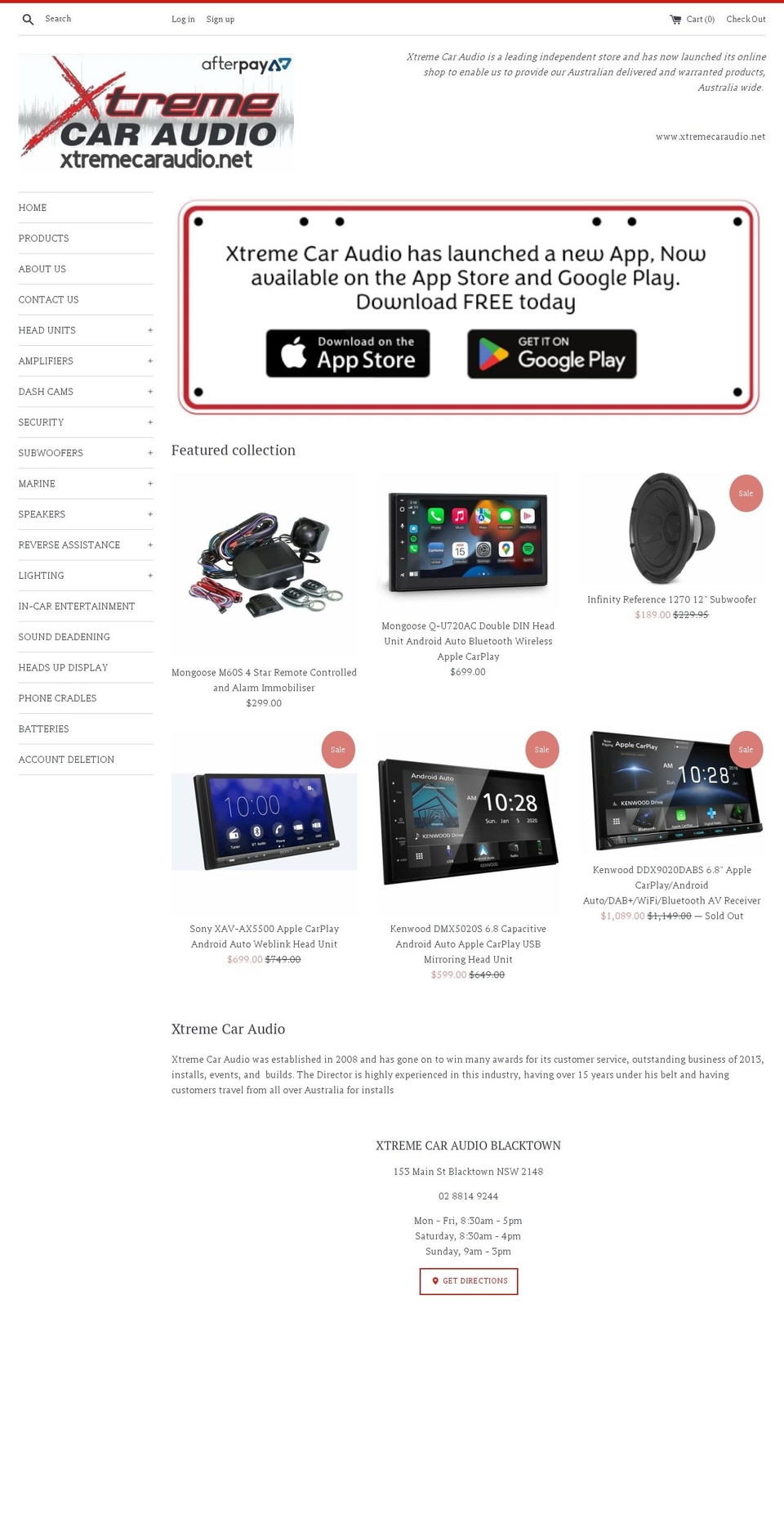 xtremecaraudio.net shopify website screenshot