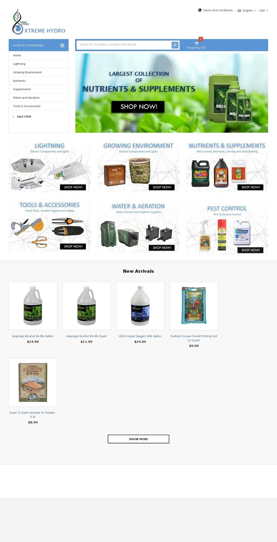 minimart-theme-source Shopify theme site example xtremehydroponics.com