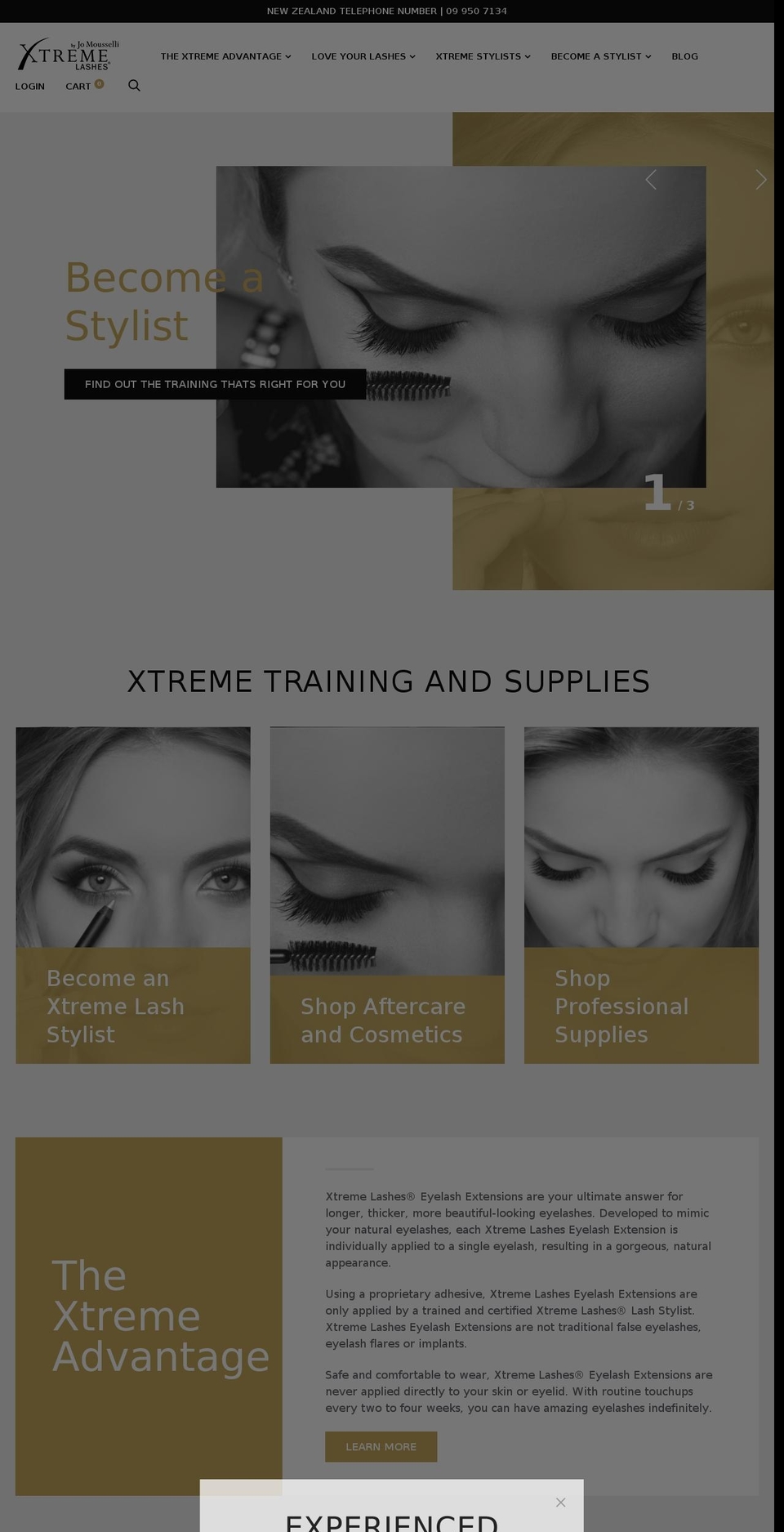 xtremelashes.co.nz shopify website screenshot