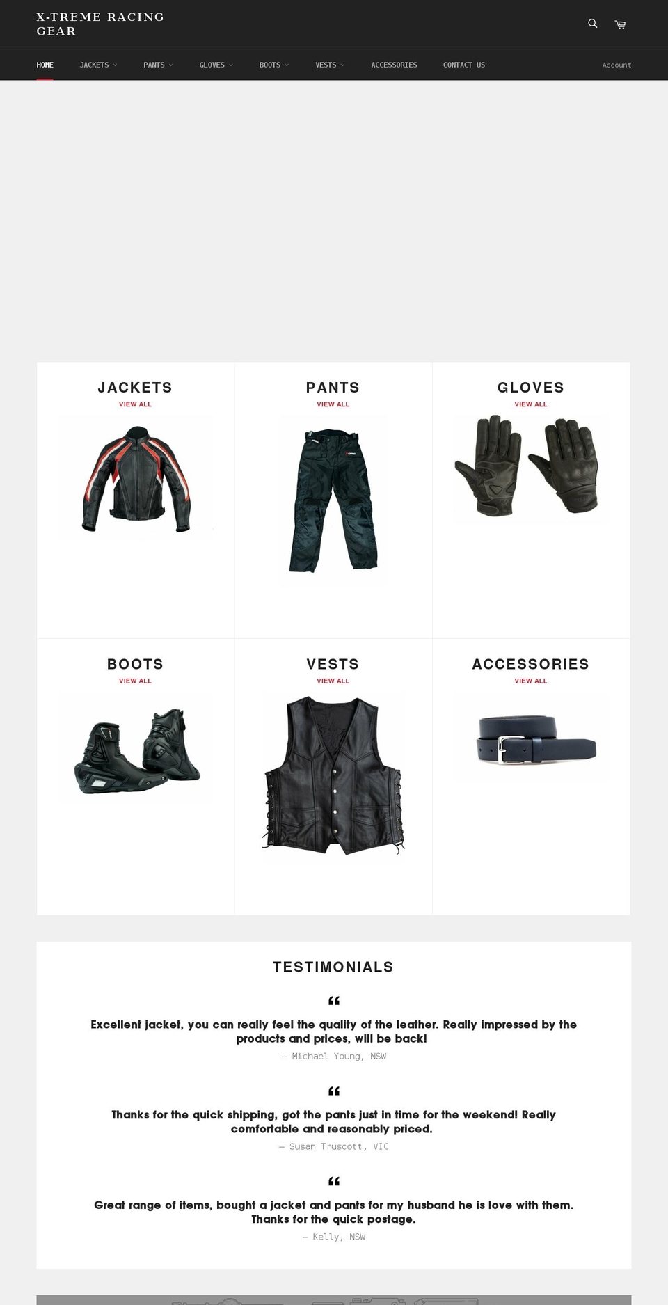 xtremeracing.com.au shopify website screenshot