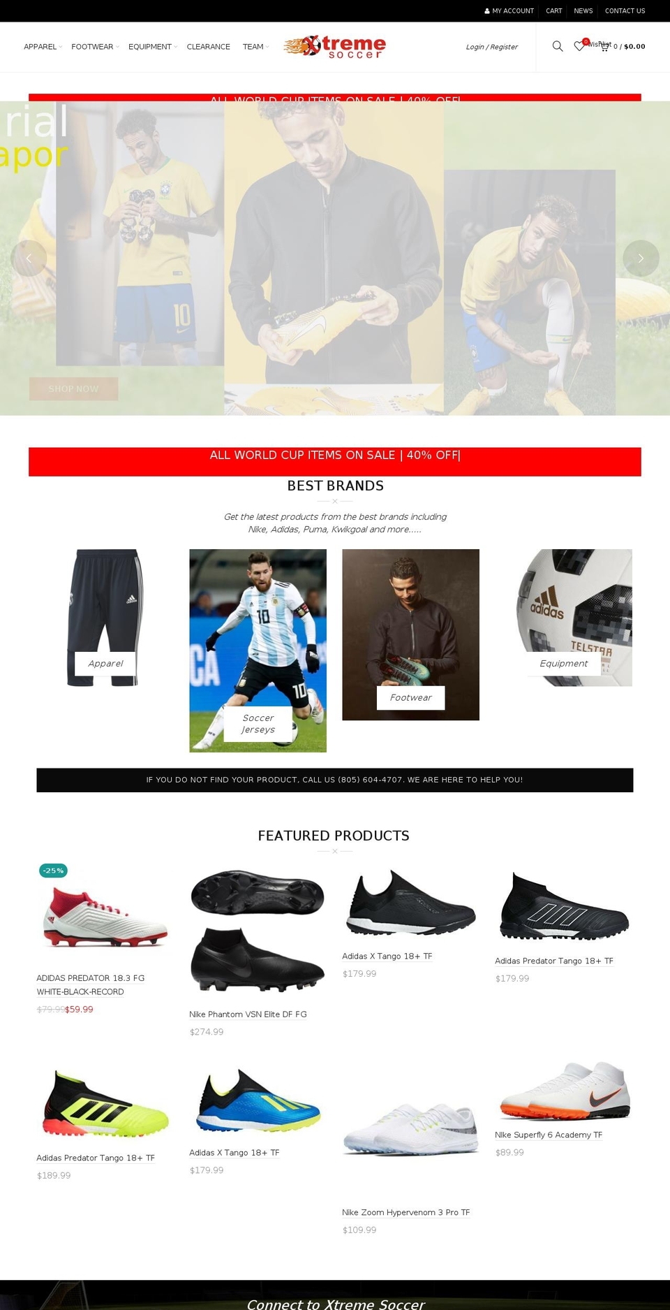 xtremesocceronline.com shopify website screenshot