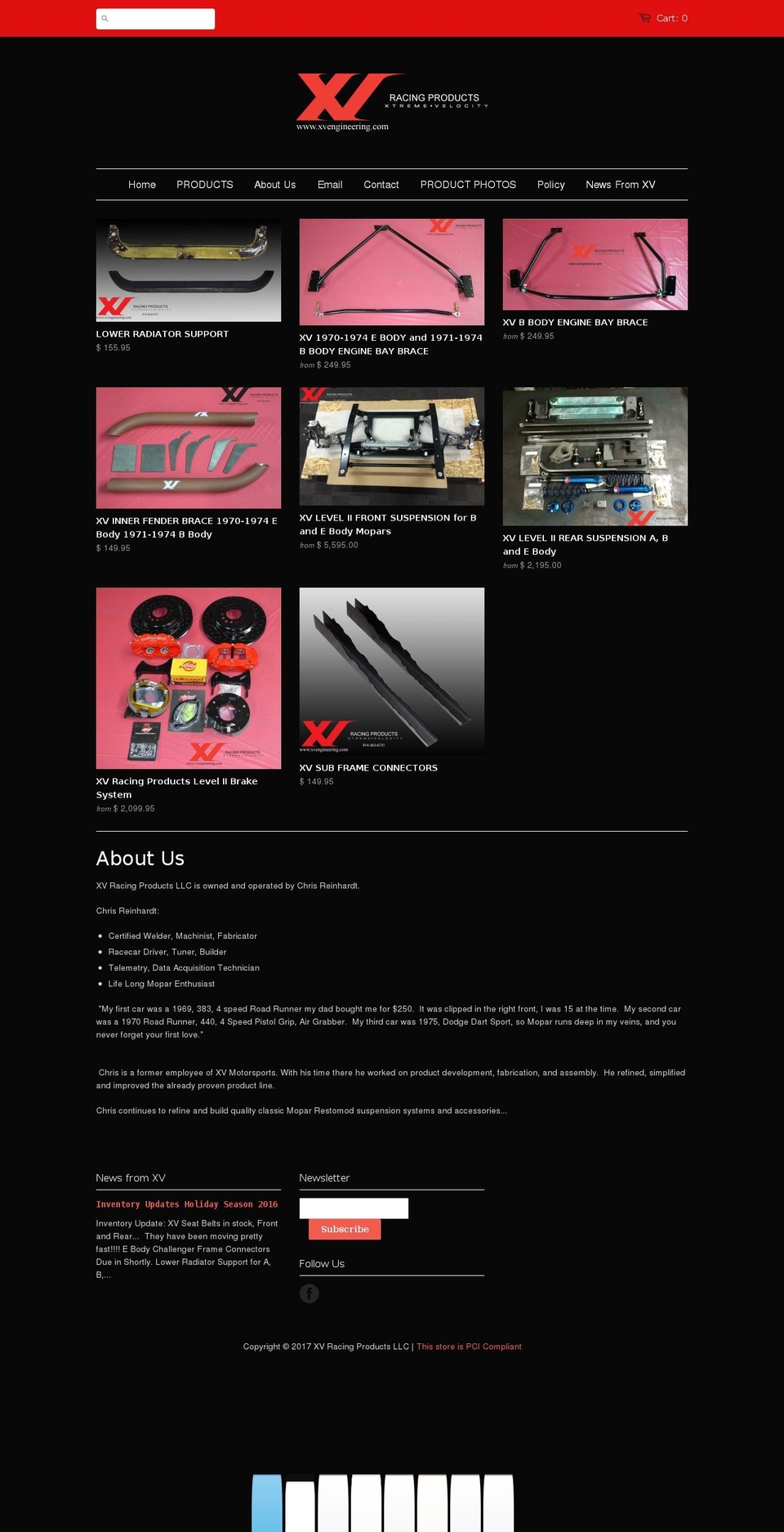 xvengineering.com shopify website screenshot