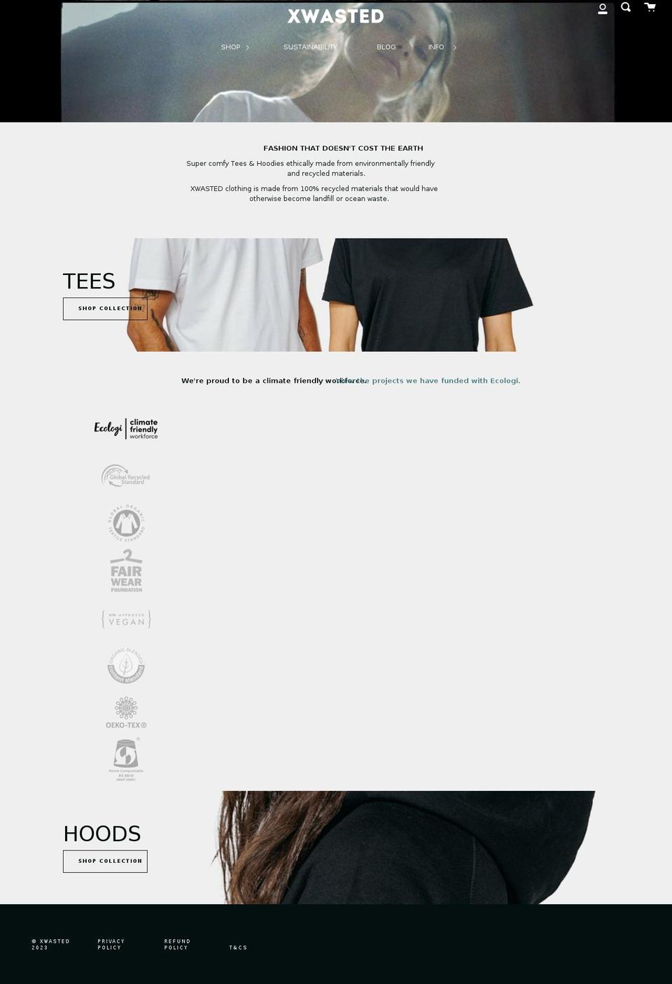 xwasted.com shopify website screenshot