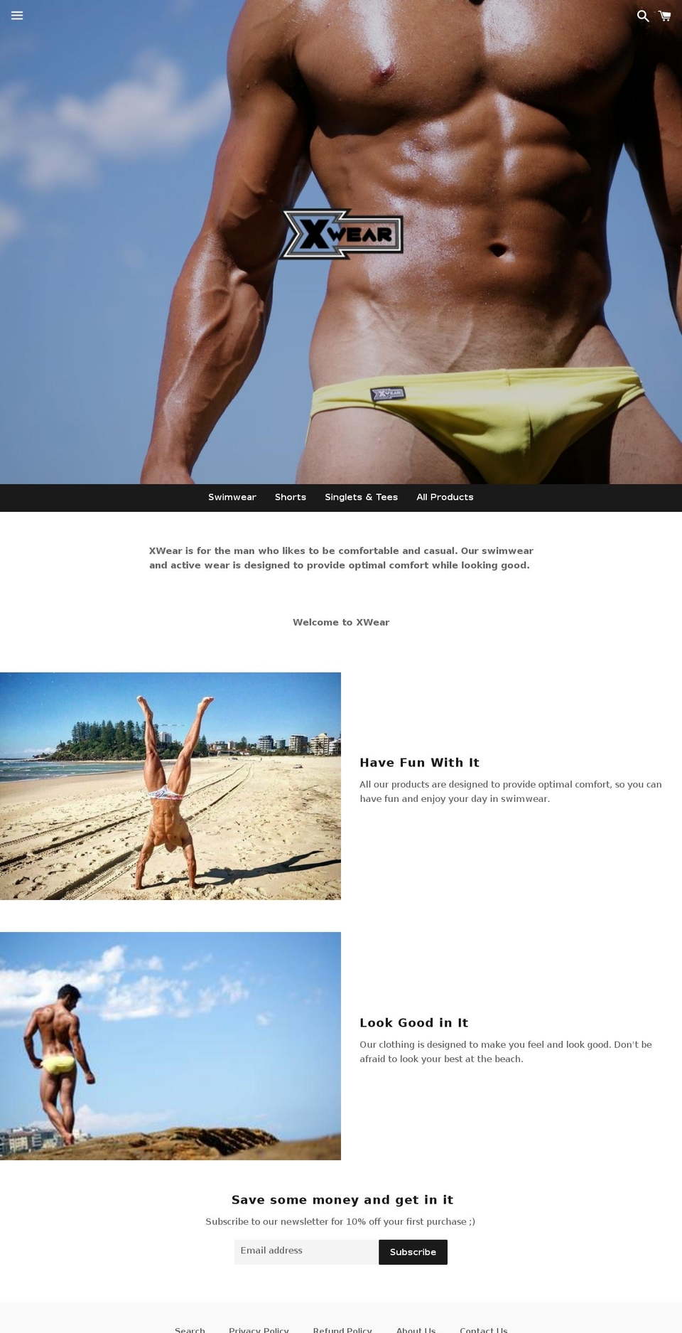 xwear.com.au shopify website screenshot