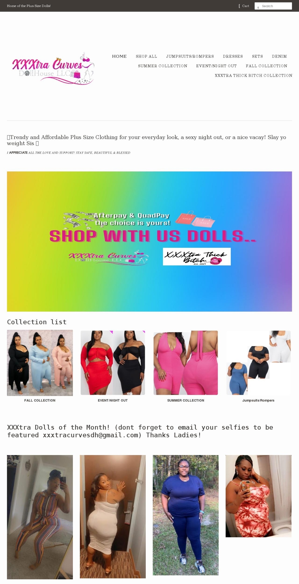 xxxtracurvesdh.com shopify website screenshot