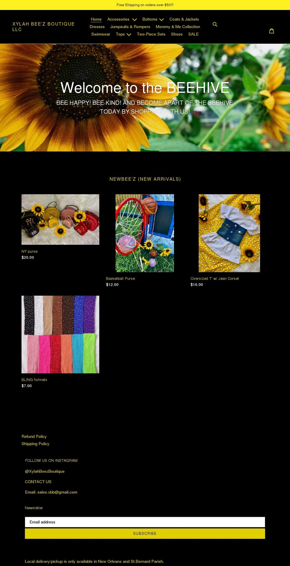 xylahbeezboutique.com shopify website screenshot
