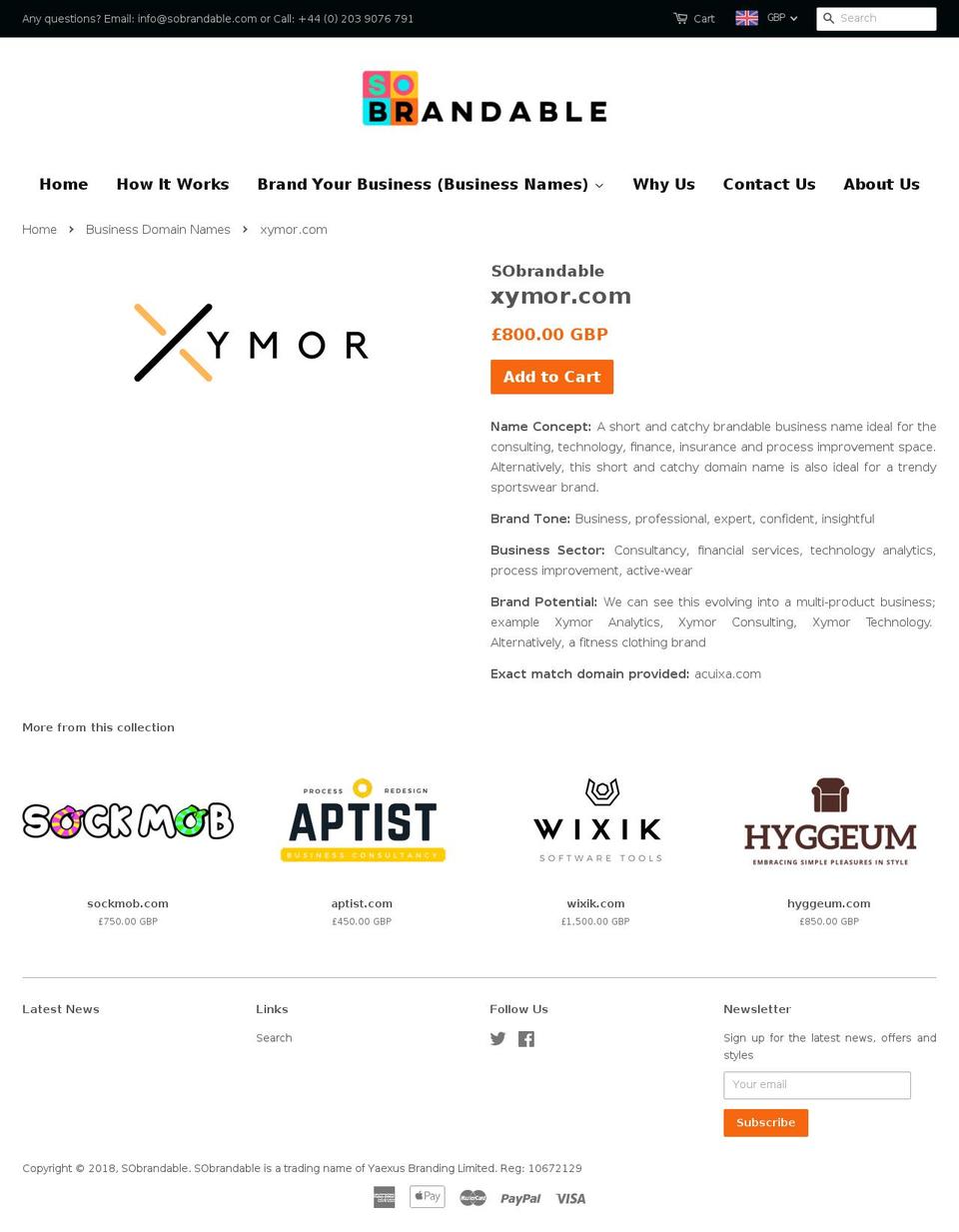xymor.com — Shopify storefront screenshot