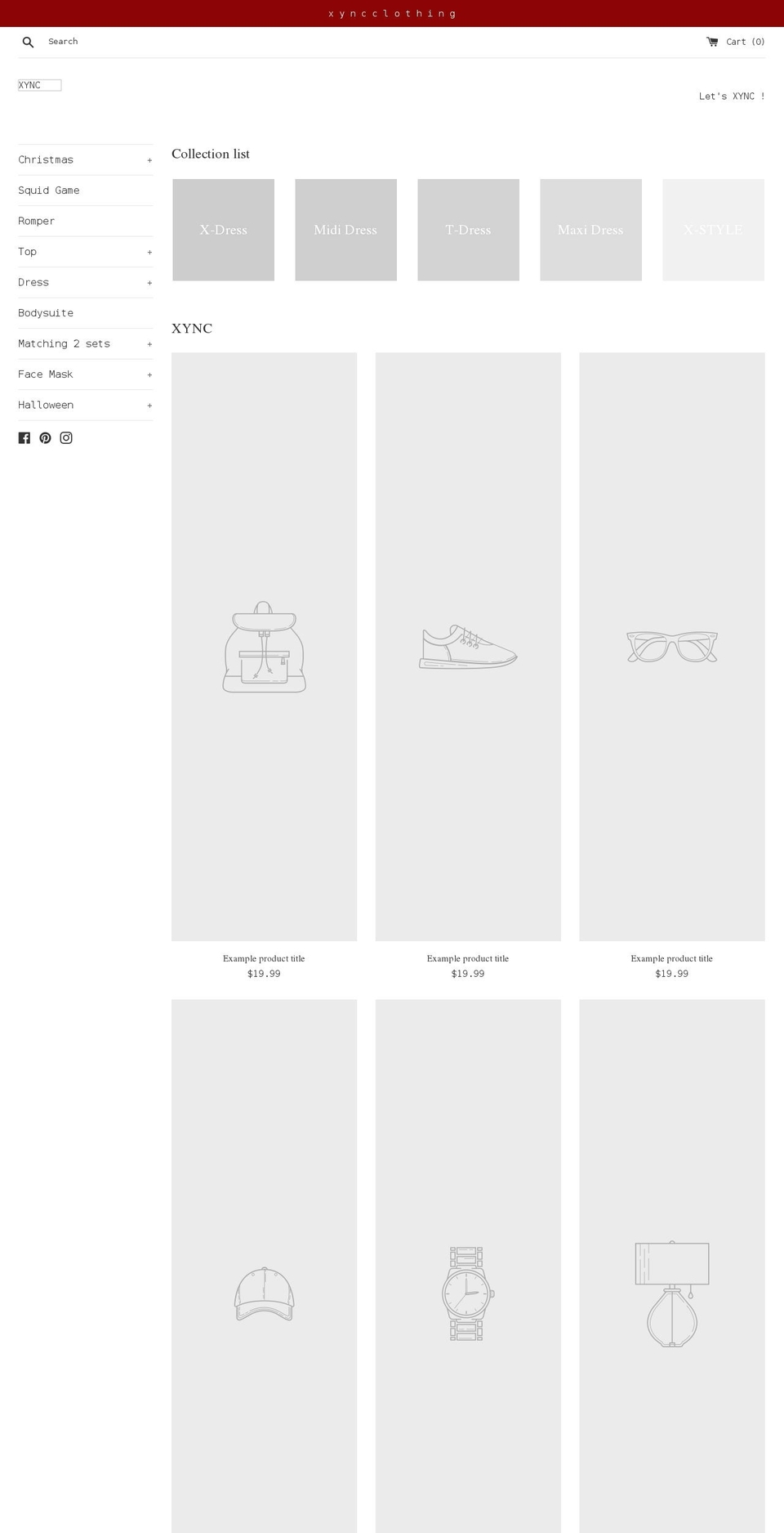 xyncclothing.com — Shopify storefront screenshot