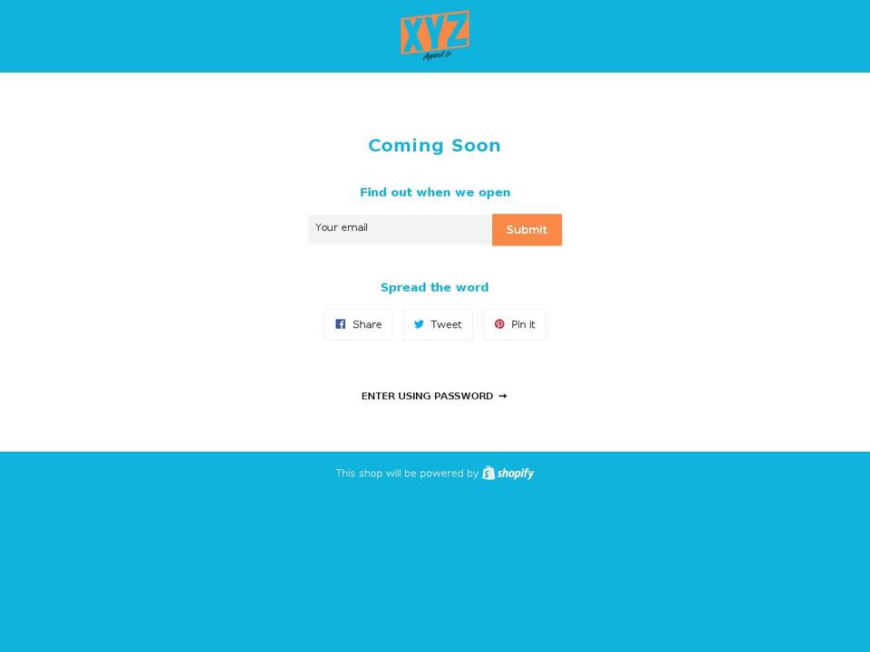 xyzapparel.com — Shopify storefront screenshot