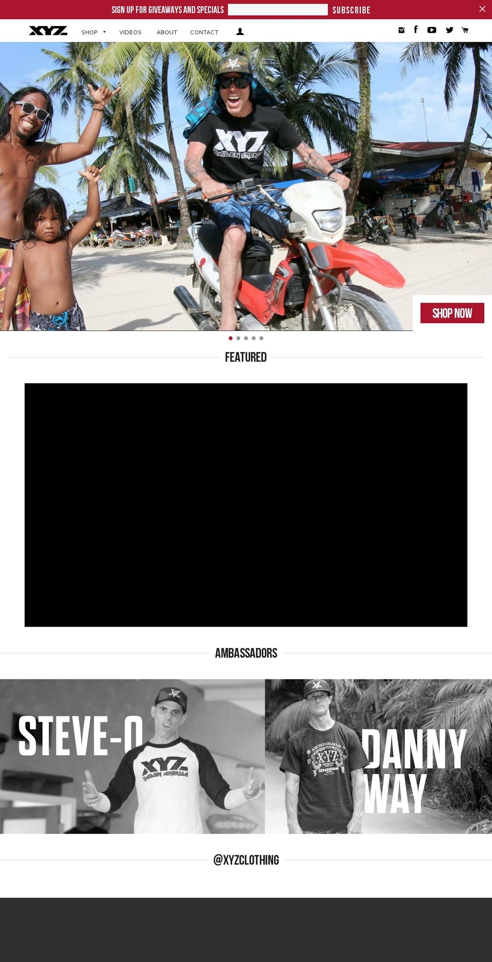 xyzclothing.com shopify website screenshot