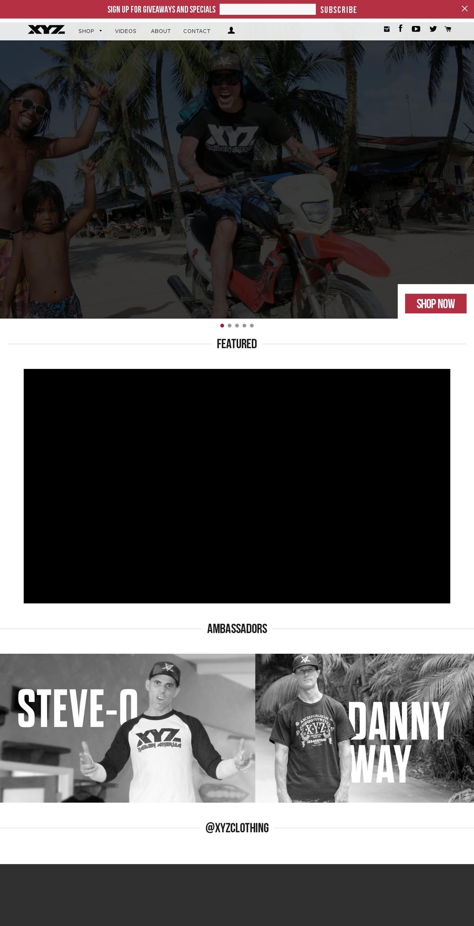 xyzclothing.xyz shopify website screenshot