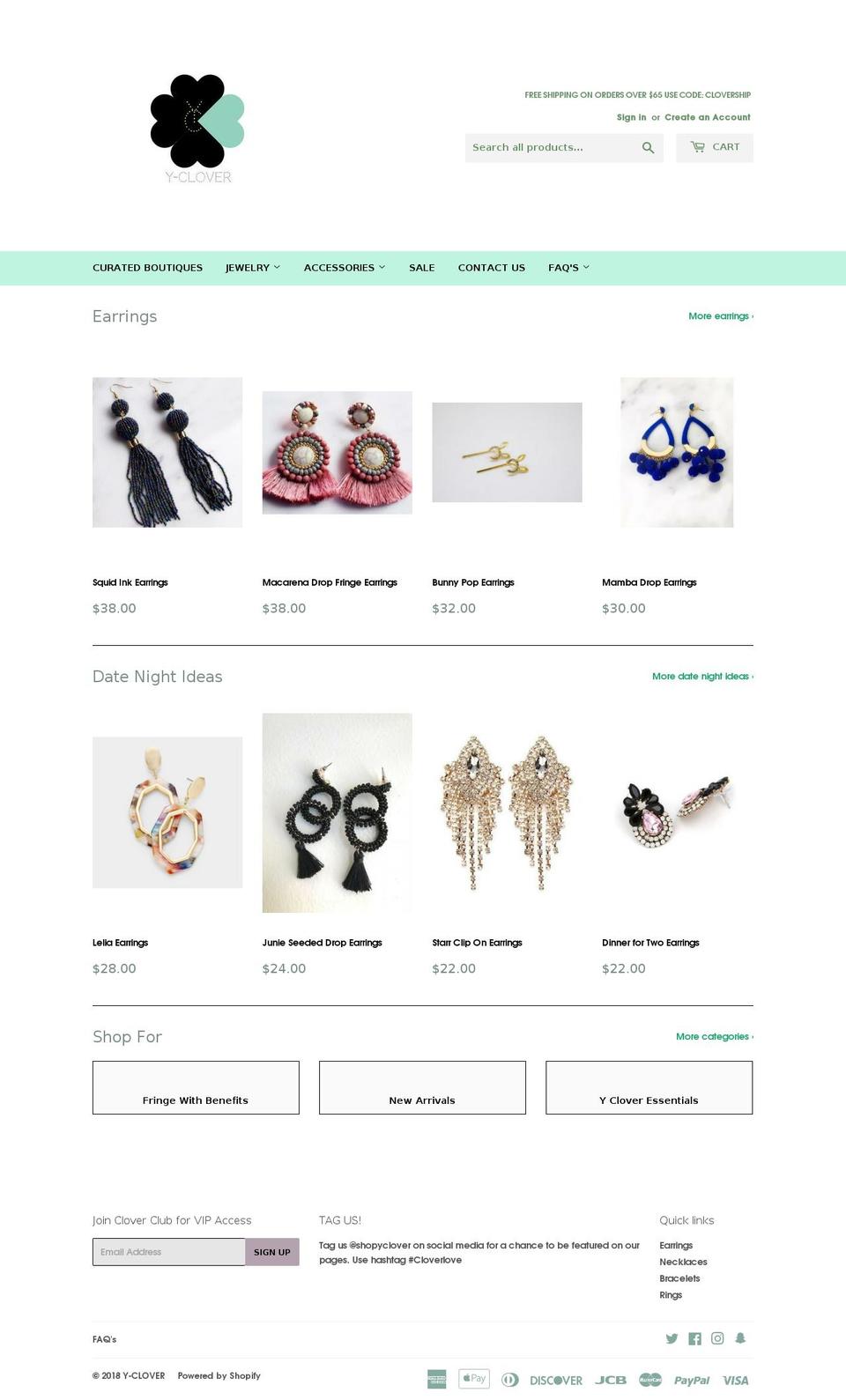 y-clover.com — Shopify storefront screenshot