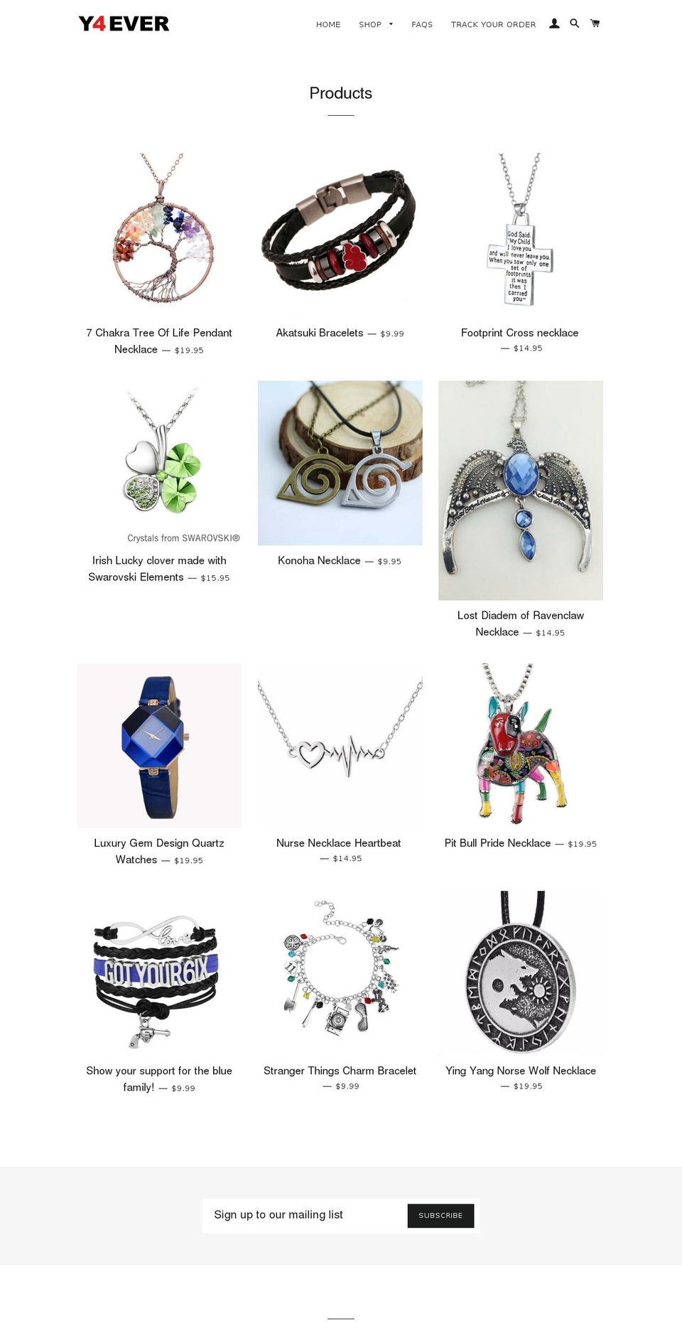 y4ever.com shopify website screenshot