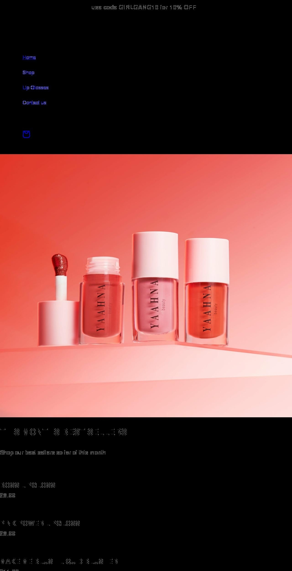yaahnabeauty.co.uk shopify website screenshot