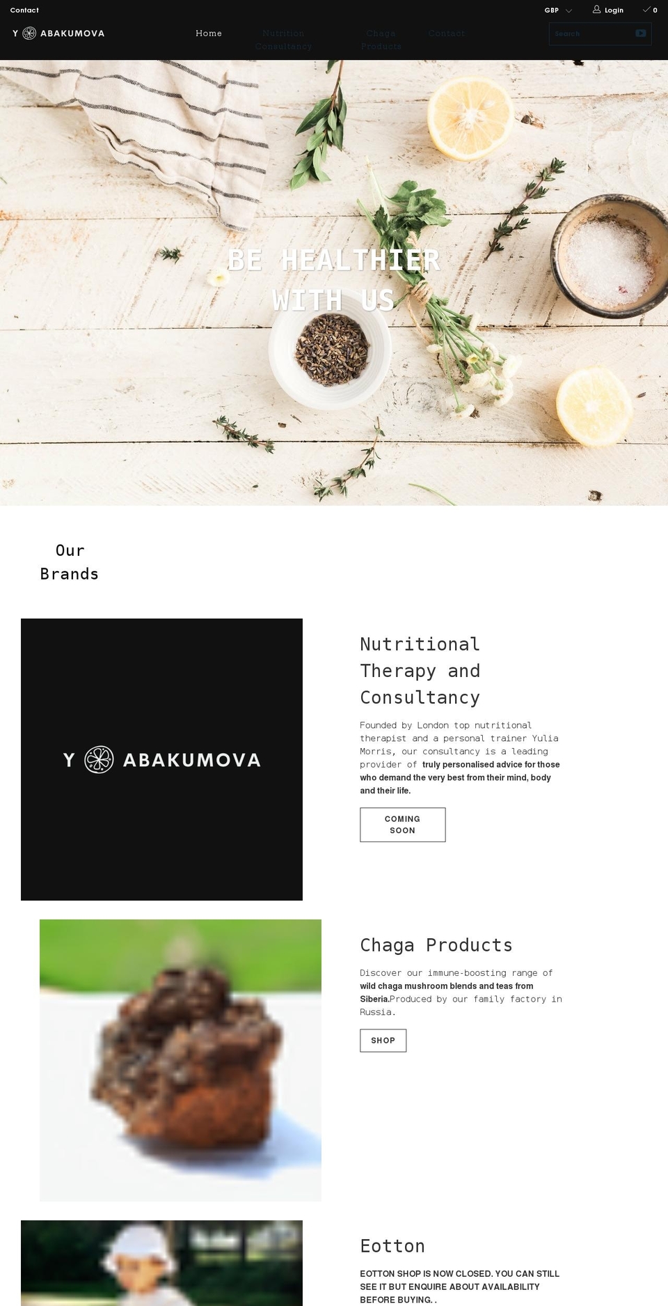 yabakumova.com shopify website screenshot