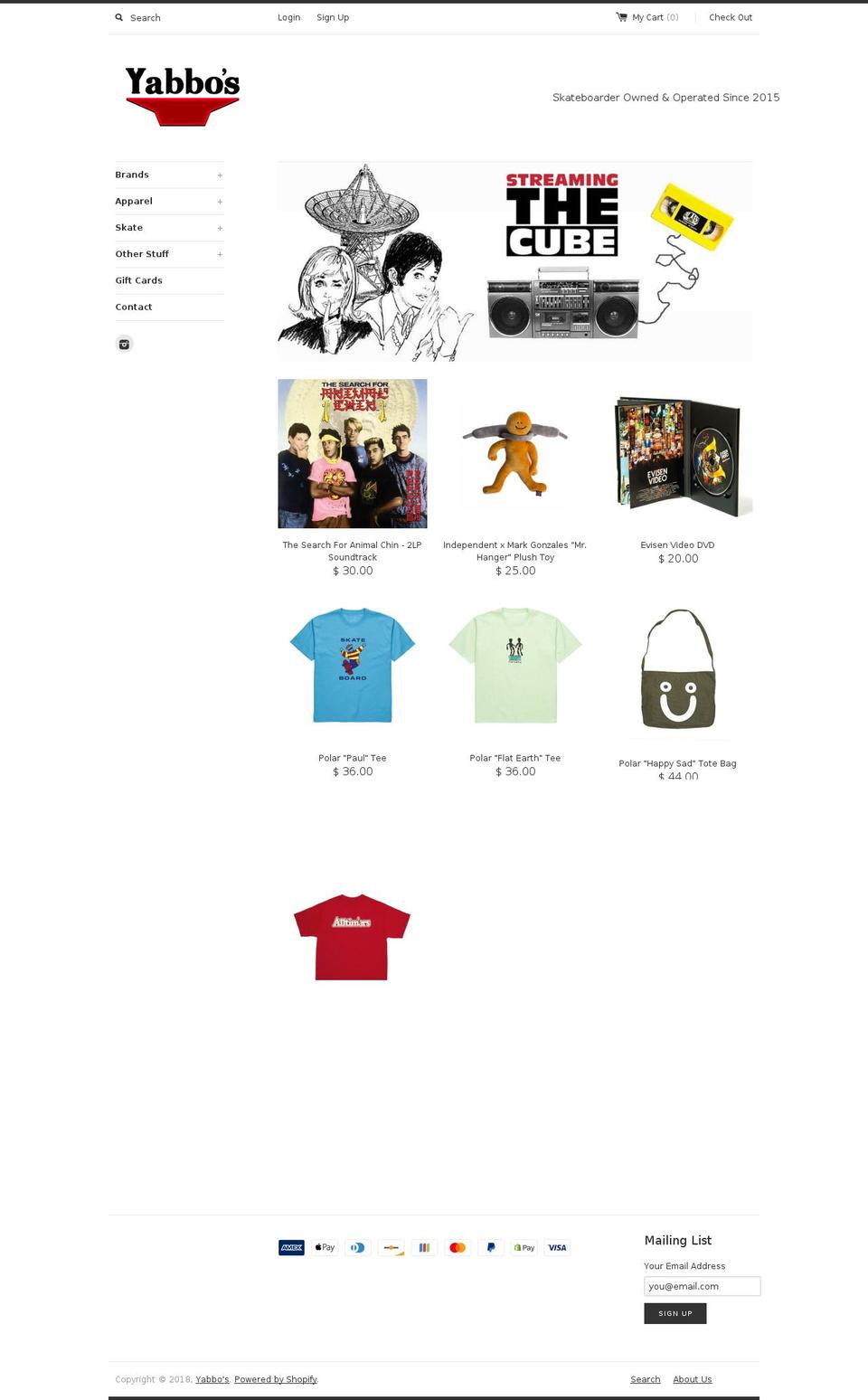 yabbosskateshop.com — Shopify storefront screenshot