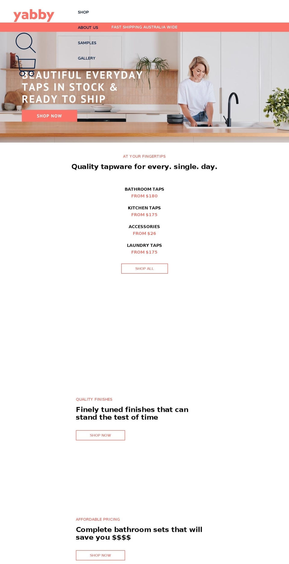 yabby.com.au shopify website screenshot
