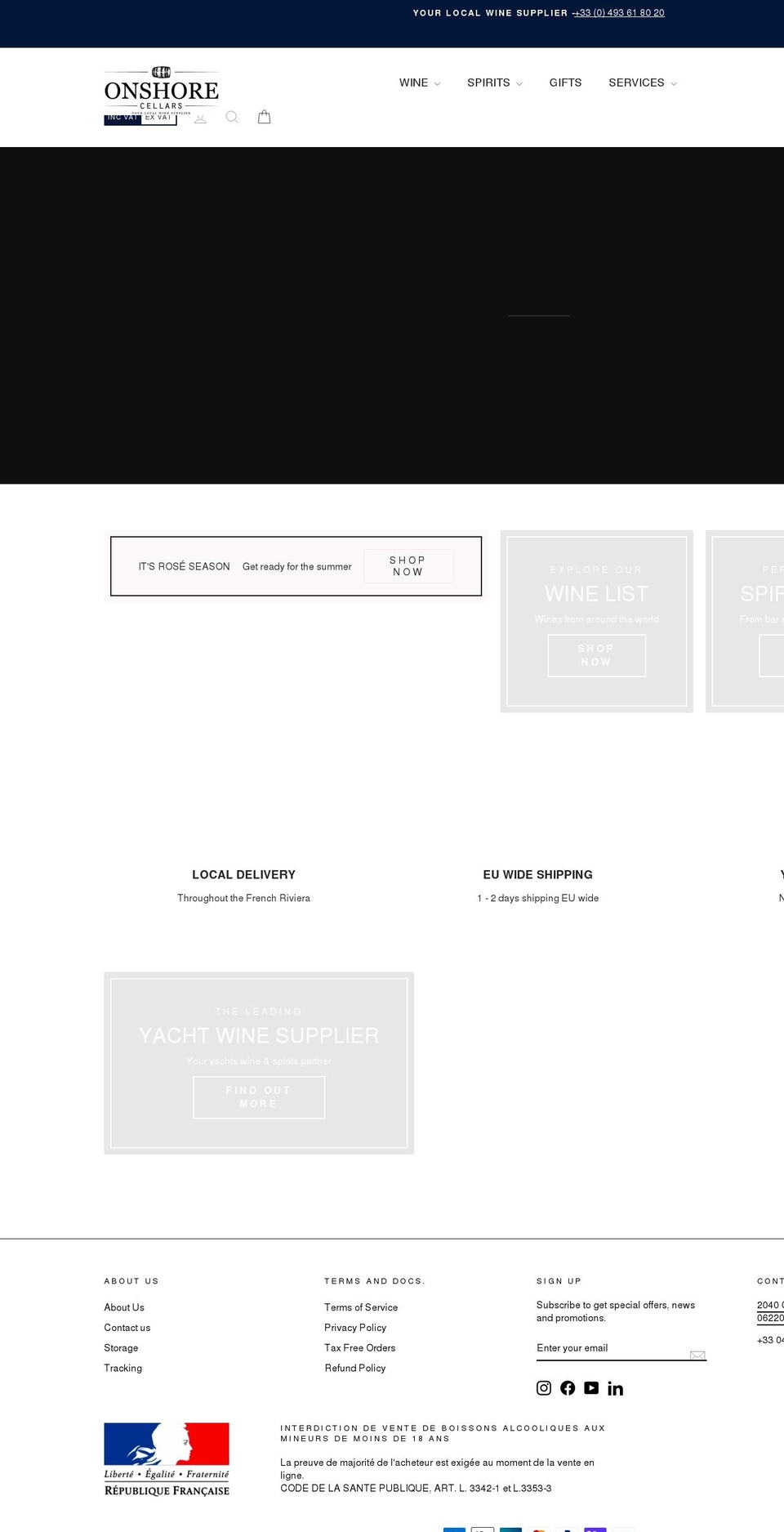 yacht-wine-supplier.com shopify website screenshot