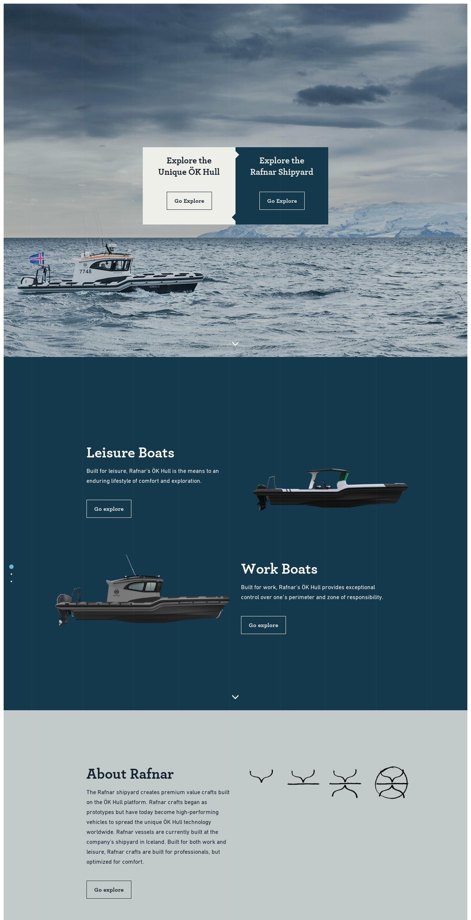 Rafnar live Shopify theme site example yacht.is