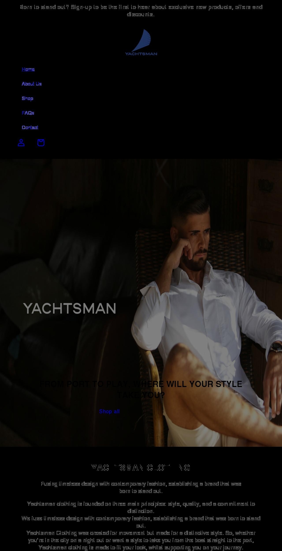 yachtsmanclothing.co.uk shopify website screenshot