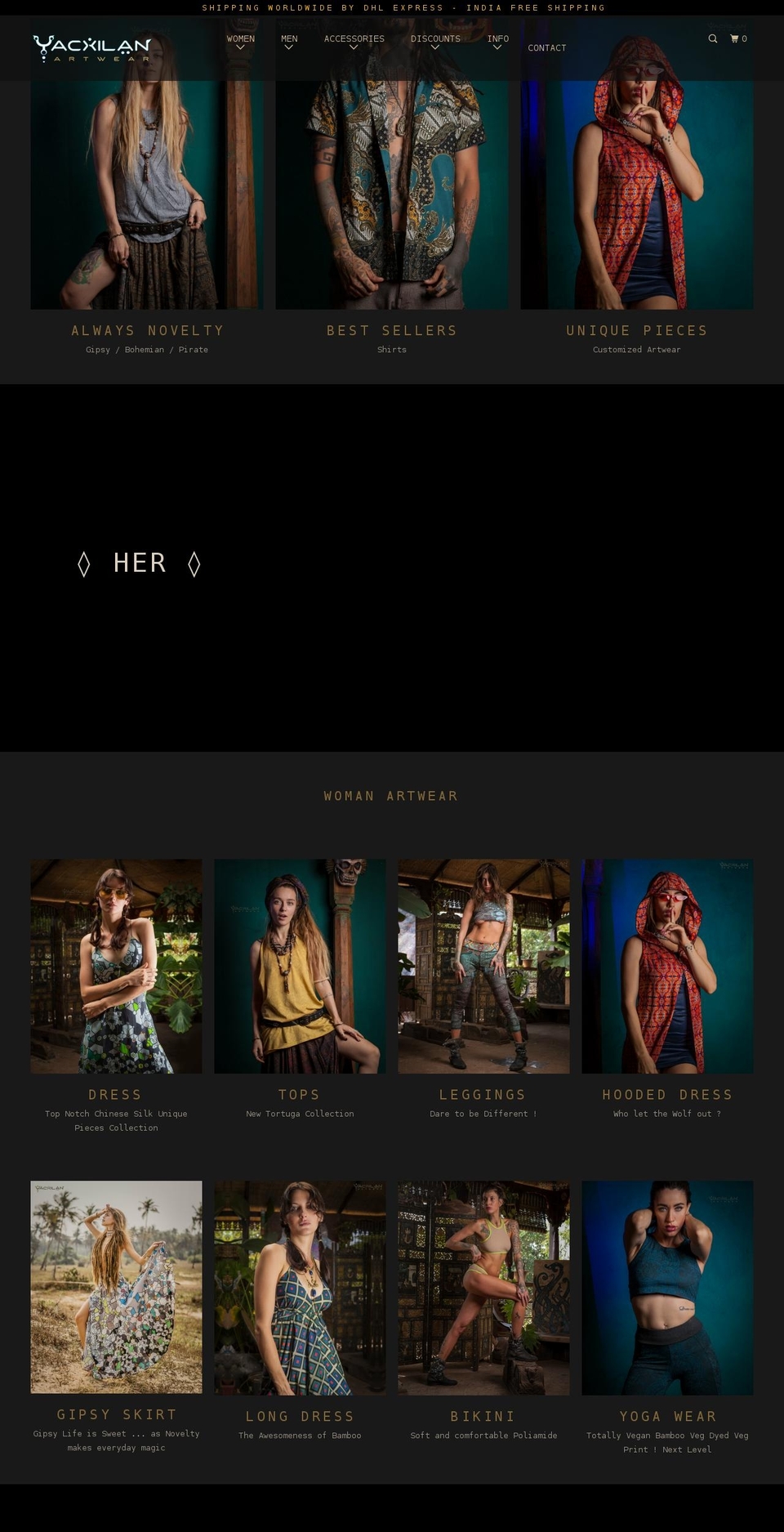 yacxilanartwear.com — Shopify storefront screenshot