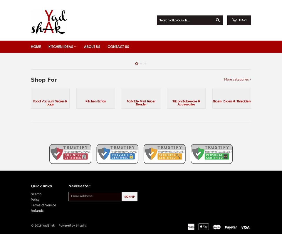 yadshak.com — Shopify storefront screenshot