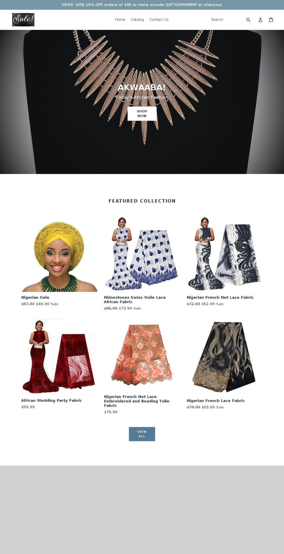 yafeuculturalfashion.com — Shopify storefront screenshot