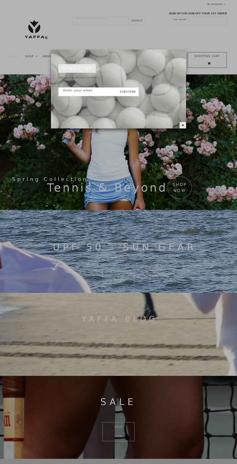 yaffaactivewear.com shopify website screenshot