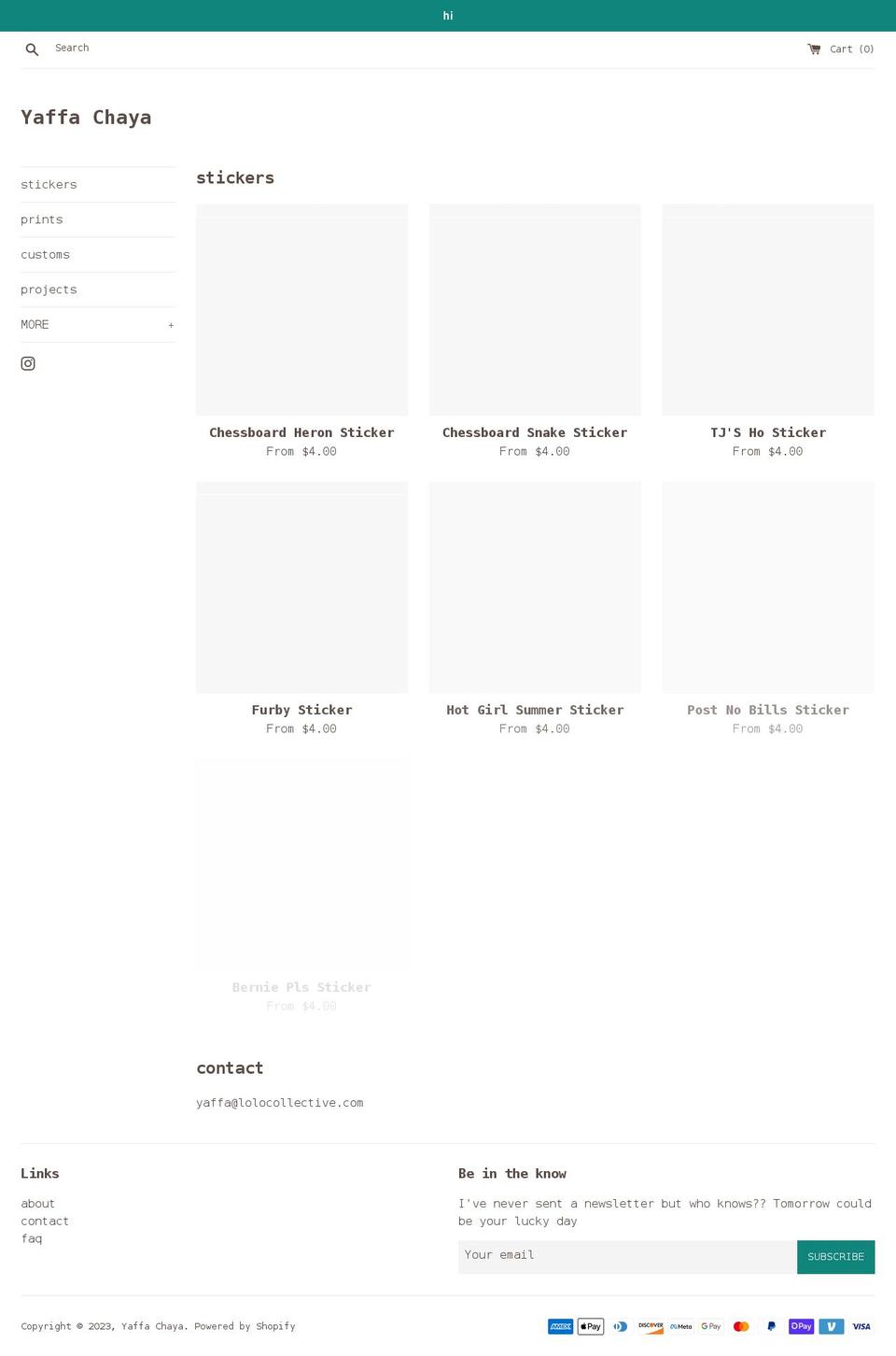 yaffachaya.com shopify website screenshot