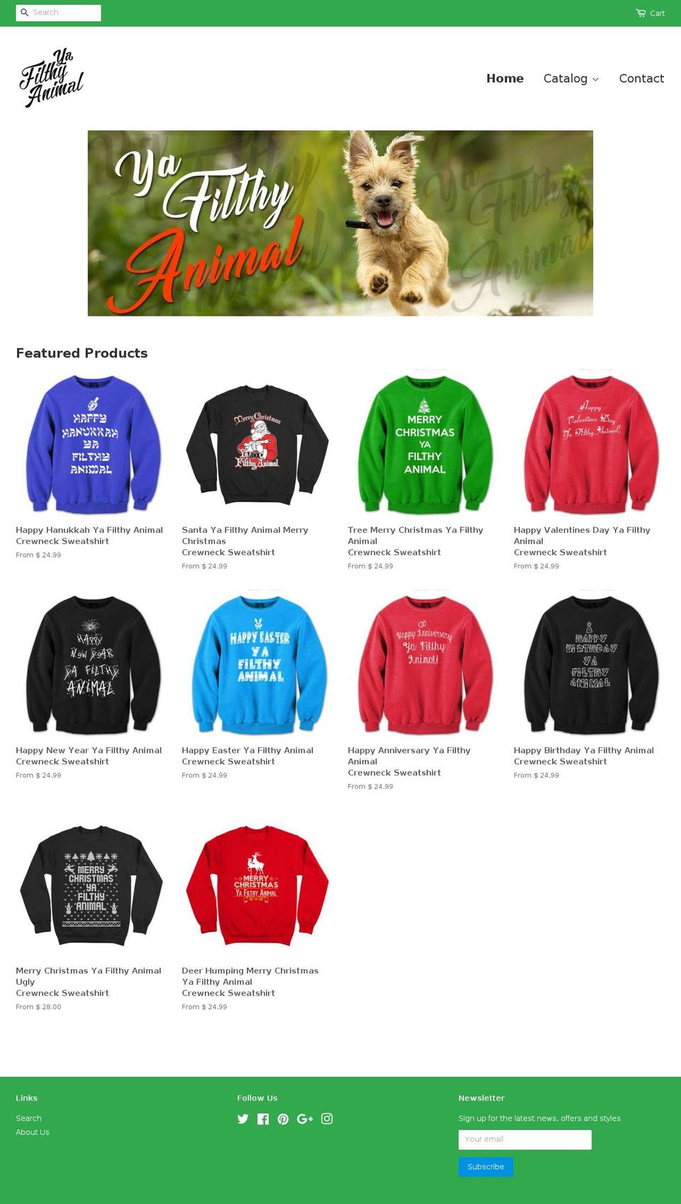 yafilthyanimal.com shopify website screenshot