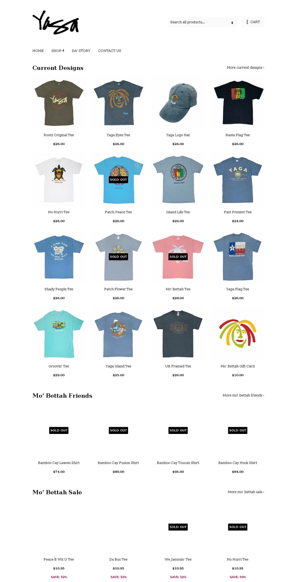 yagaclothing.com shopify website screenshot
