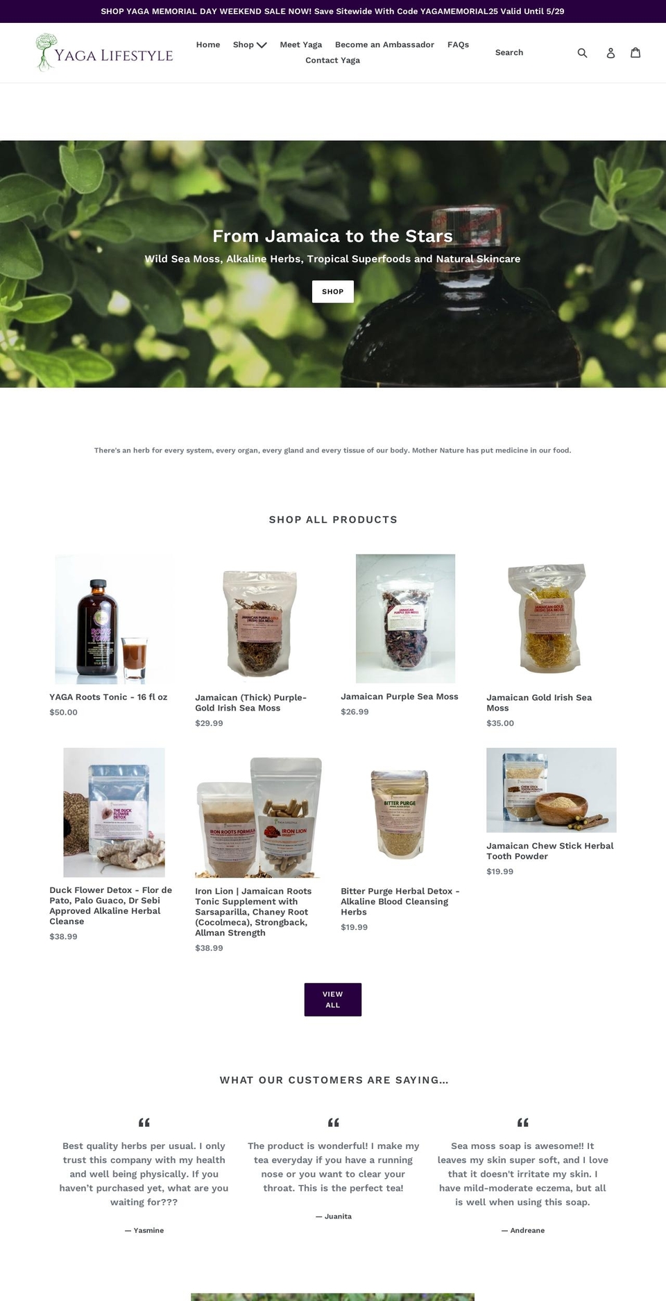 yagalifestyle.com shopify website screenshot