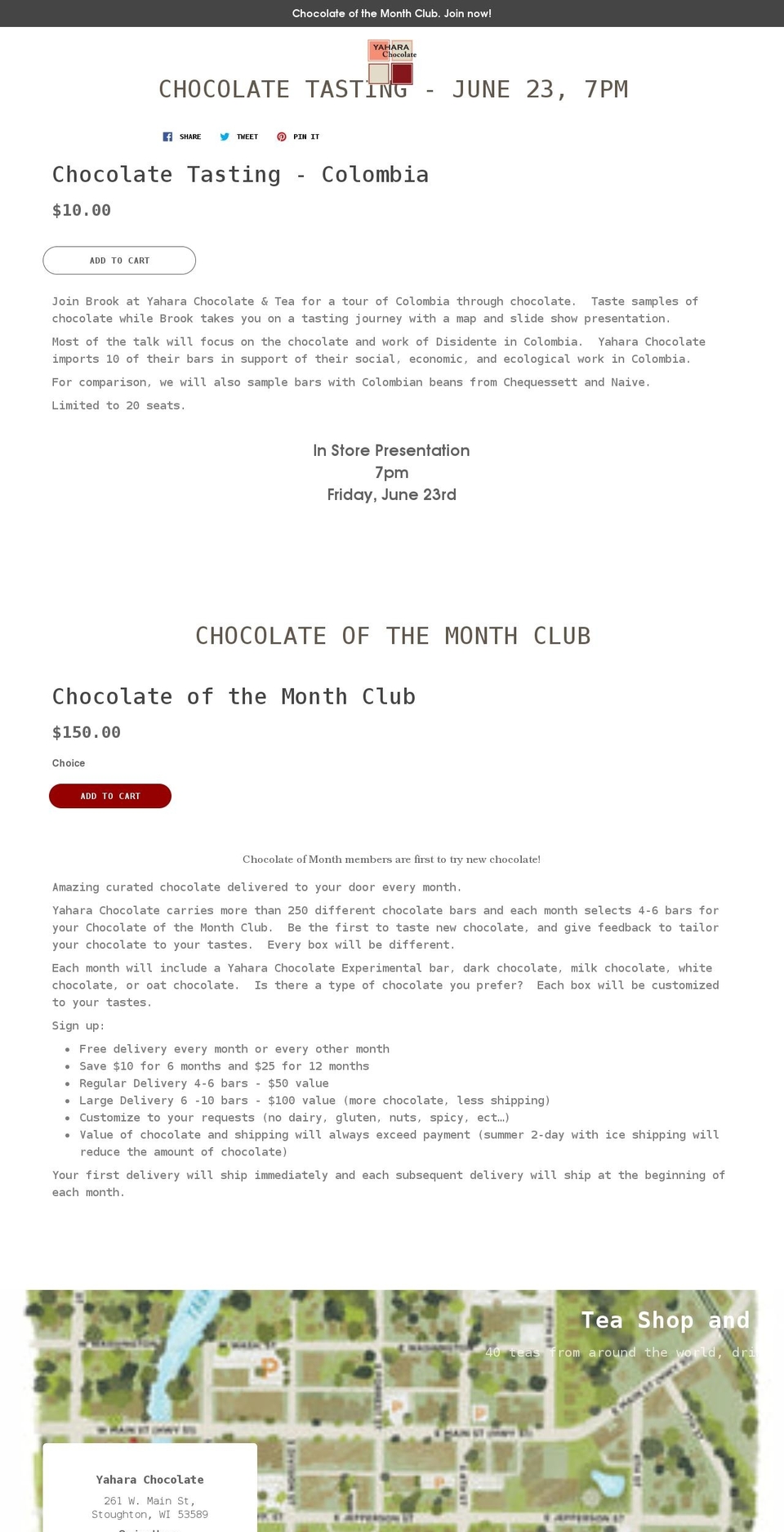 yaharachocolate.com shopify website screenshot