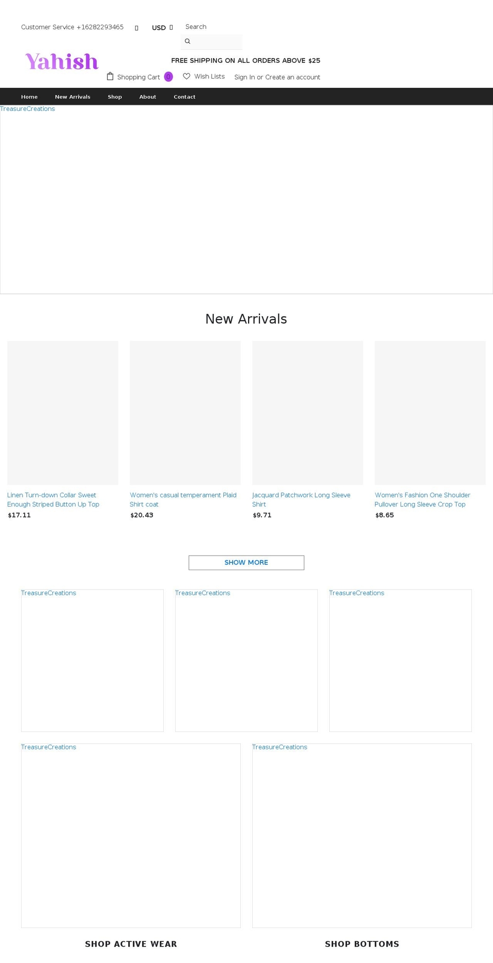 yahish.com shopify website screenshot