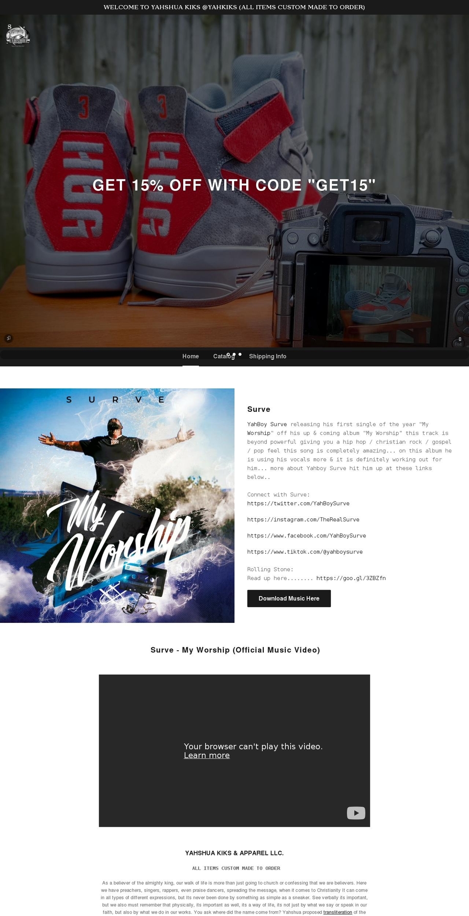 yahkiksstore.com shopify website screenshot