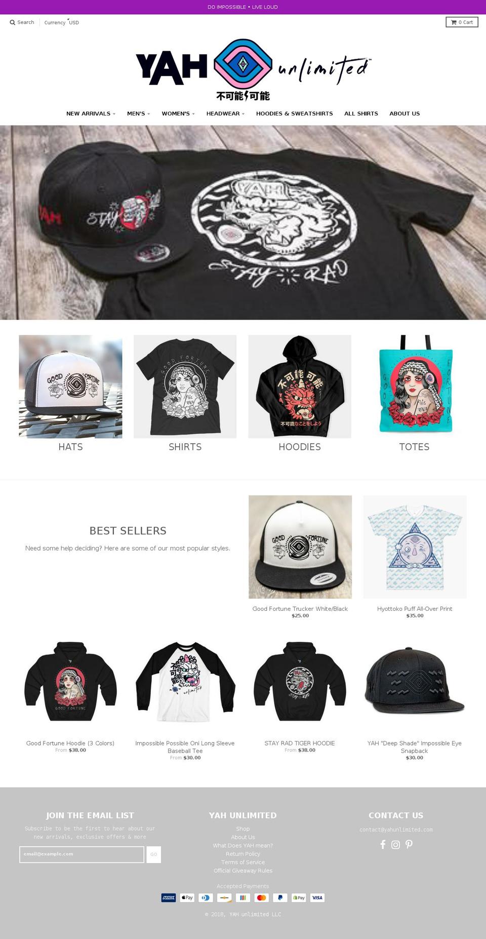 yahunlimited.com shopify website screenshot