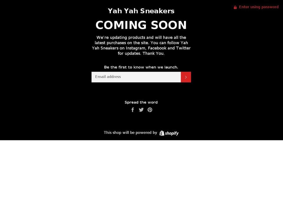 yahyahsneakers.com — Shopify storefront screenshot