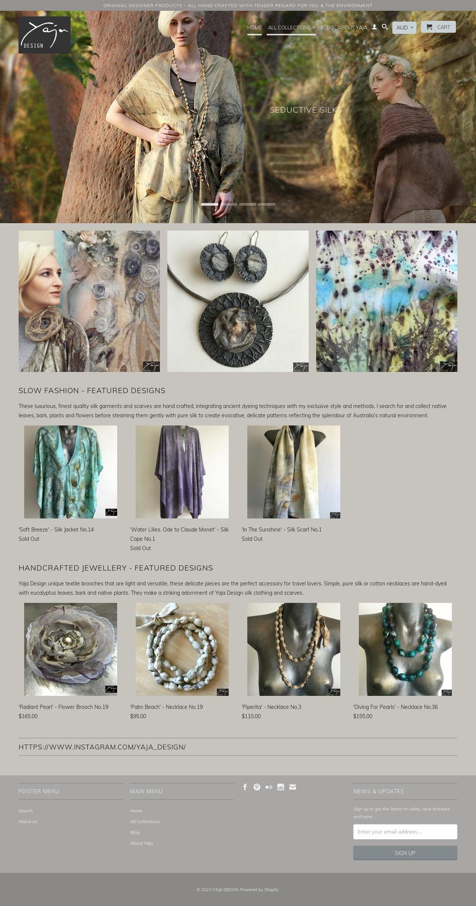 yajadesign.com.au shopify website screenshot
