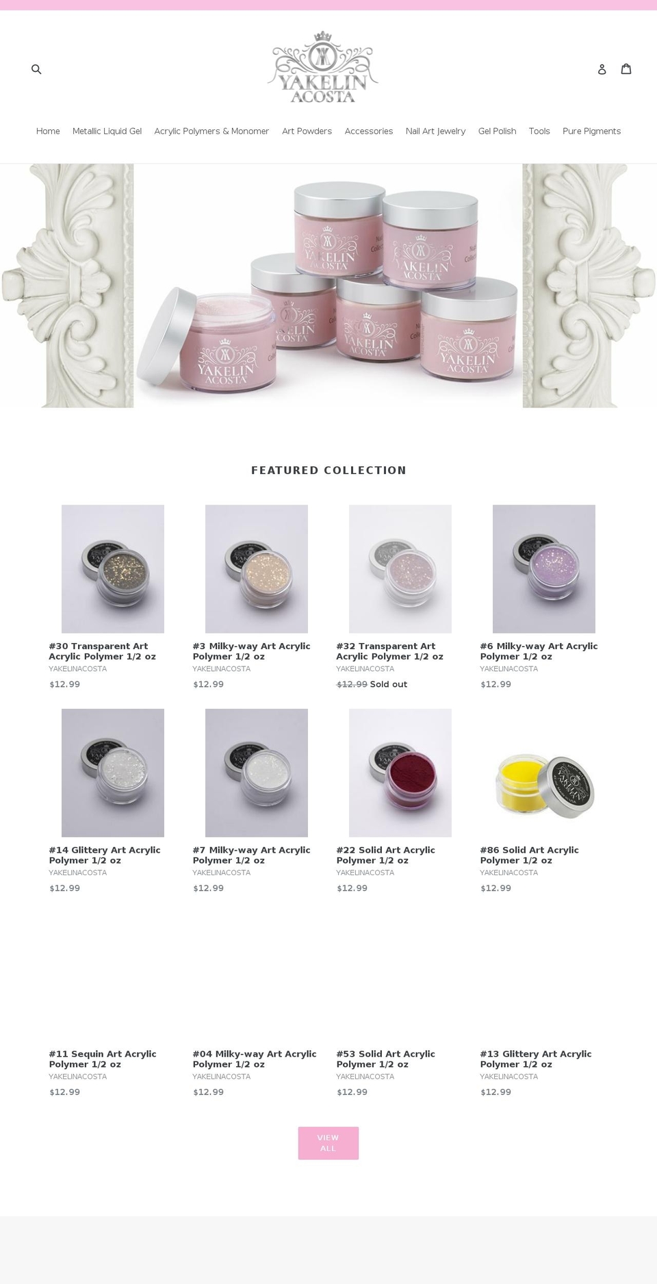 yakelinacosta.com shopify website screenshot